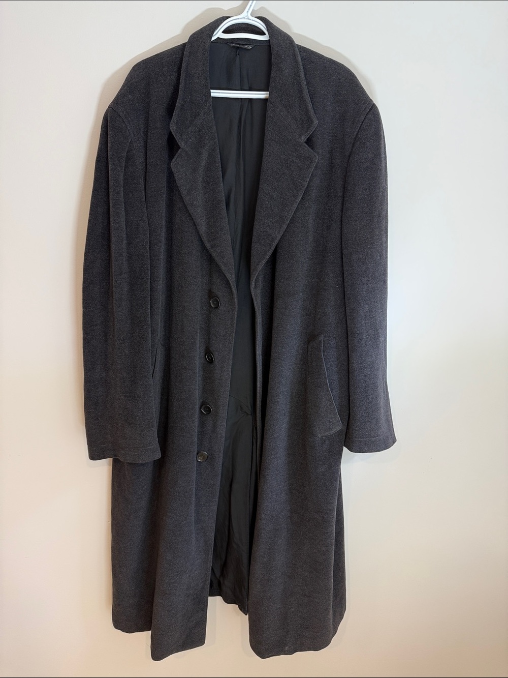 Canali Long Charcoal Gray Trench Coat
